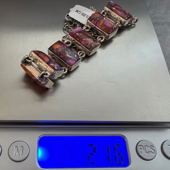 ❤️ Pink Dahlia Turquoise 925 Southwestern Navajo Style Bar Necklace 18+2” 21.6gm - Picture 16 of 16